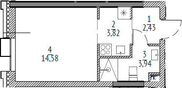 Планировка — N'ICE LOFT, Студия, 25 м²