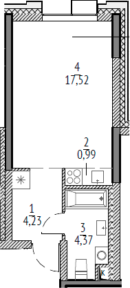 Планировка — N'ICE LOFT, Студия, 27 м²