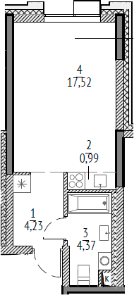 Планировка — N'ICE LOFT, Студия, 27 м²