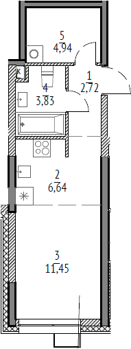 Планировка — N'ICE LOFT, Студия, 30 м²