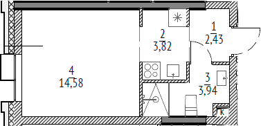 Планировка — N'ICE LOFT, Студия, 25 м²