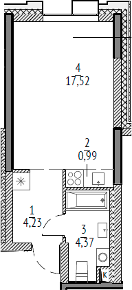 Планировка — N'ICE LOFT, Студия, 27 м²