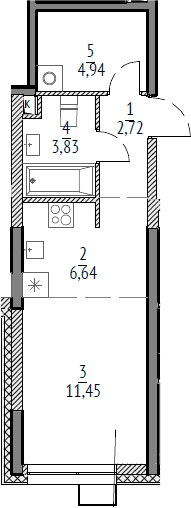 Планировка — N'ICE LOFT, Студия, 30 м²
