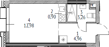 Планировка — N'ICE LOFT, Студия, 22 м²