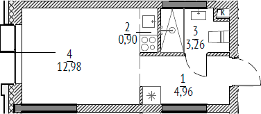 Планировка — N'ICE LOFT, Студия, 22 м²