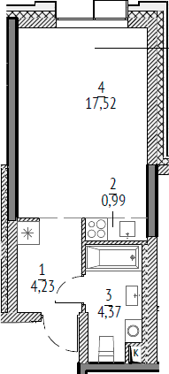 Планировка — N'ICE LOFT, Студия, 27 м²