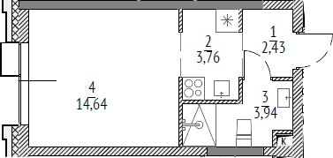 Планировка — N'ICE LOFT, Студия, 25 м²
