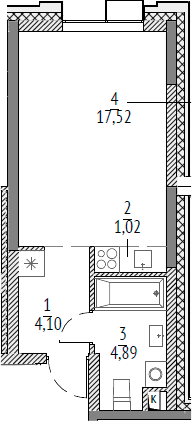 Планировка — N'ICE LOFT, Студия, 28 м²
