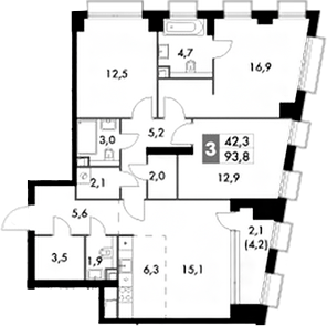 Планировка — Sydney City, 4-комн., 92 м²