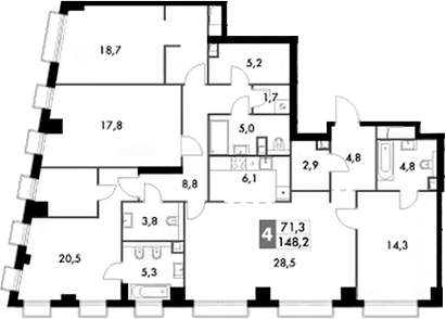 Планировка — Sydney City, 5-комн., 148 м²