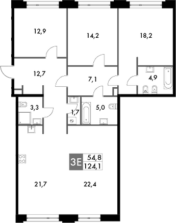 Планировка — Sydney Prime, 4-комн., 129 м²