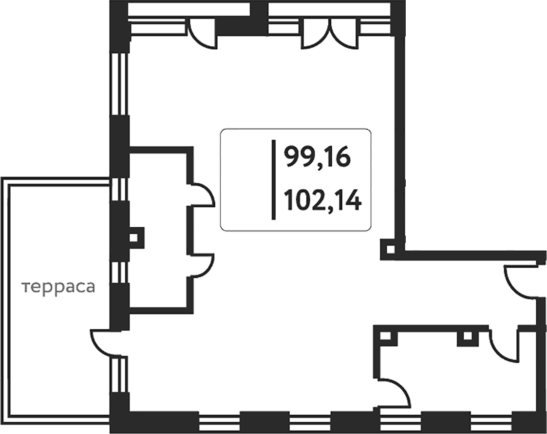 Планировка — Досфлота, 10, 1-комн., 102 м²