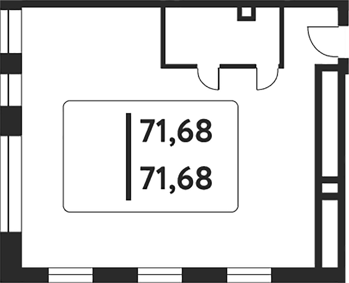 Планировка — Досфлота, 10, 1-комн., 72 м²