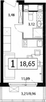 Планировка — У реки.Эко Видное 2.0, Студия, 18 м²
