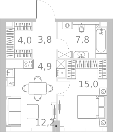 Планировка — Ривер Парк Кутузовский, 2-комн., 48 м²