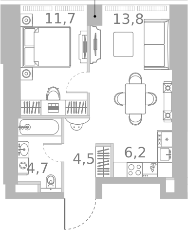 Планировка — Ривер Парк Кутузовский, 2-комн., 41 м²