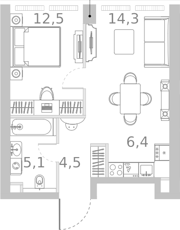 Планировка — Ривер Парк Кутузовский, 2-комн., 43 м²