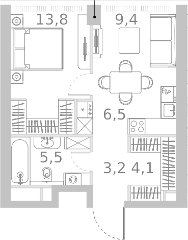 Планировка — Ривер Парк Кутузовский, 2-комн., 43 м²