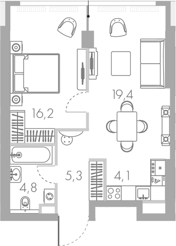Планировка — Ривер Парк Кутузовский, 2-комн., 50 м²