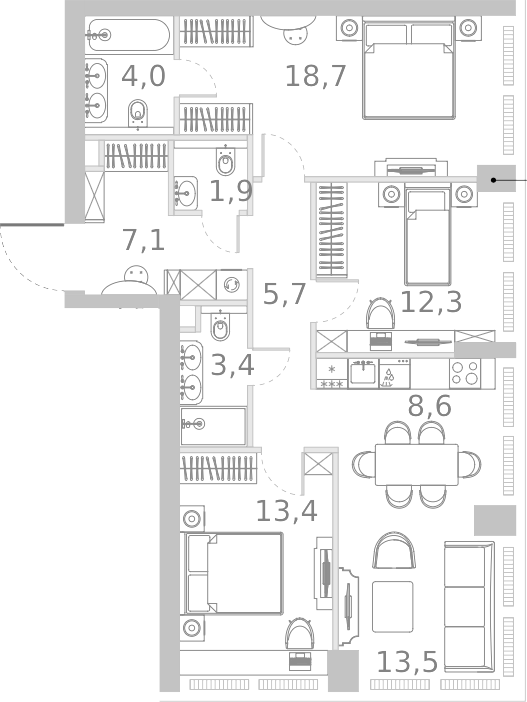 Планировка — Ривер Парк Кутузовский, 4-комн., 89 м²