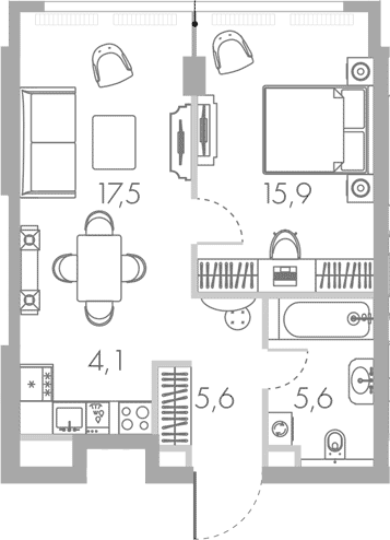 Планировка — Ривер Парк Кутузовский, 2-комн., 49 м²