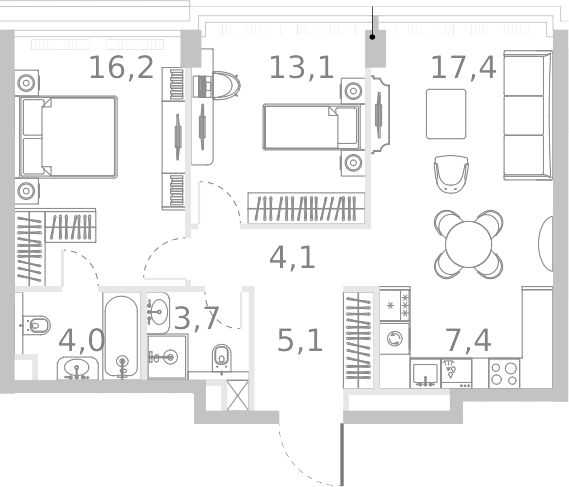 Планировка — Ривер Парк Кутузовский, 3-комн., 71 м²