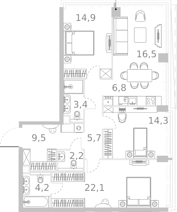 Планировка — Ривер Парк Кутузовский, 4-комн., 100 м²