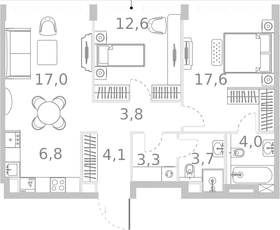 Планировка — Ривер Парк Кутузовский, 3-комн., 73 м²