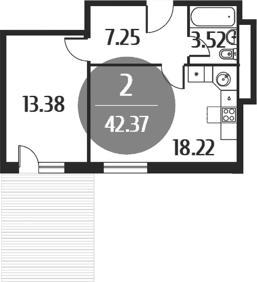 Планировка — Равновесие, 2-комн., 42 м²