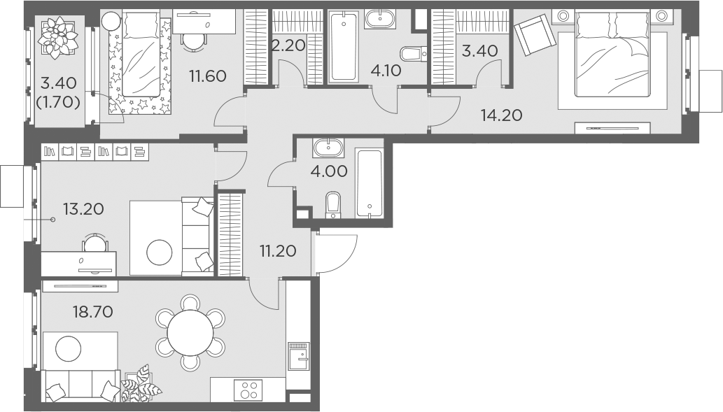 Планировка — Новое Медведково, 3-комн., 81 м²