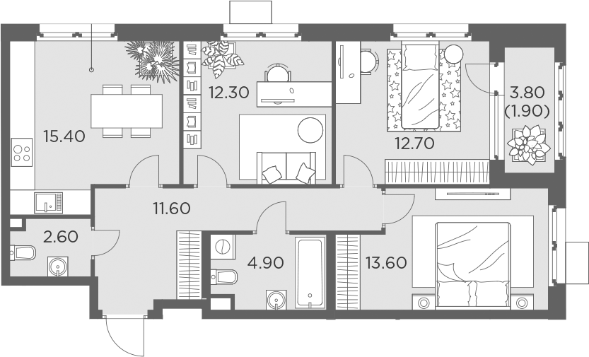 Планировка — Новое Медведково, 3-комн., 71 м²
