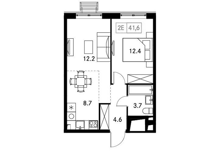 Планировка — Новый Зеленоград, 2-комн., 42 м²