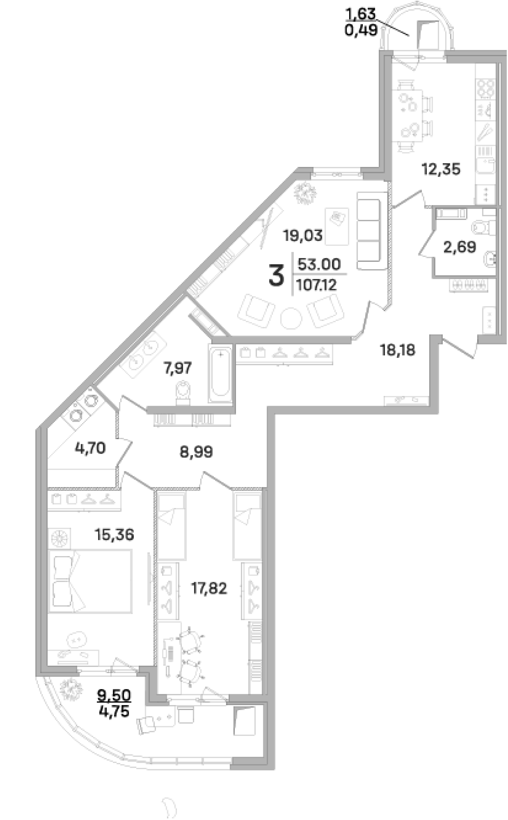 Планировка — Дом-Мегалит в Королеве, 3-комн., 109 м²