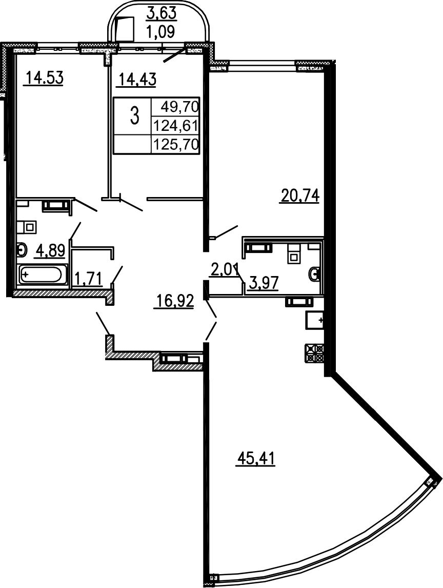 Планировка — Дом-Мегалит в Королеве, 3-комн., 122 м²