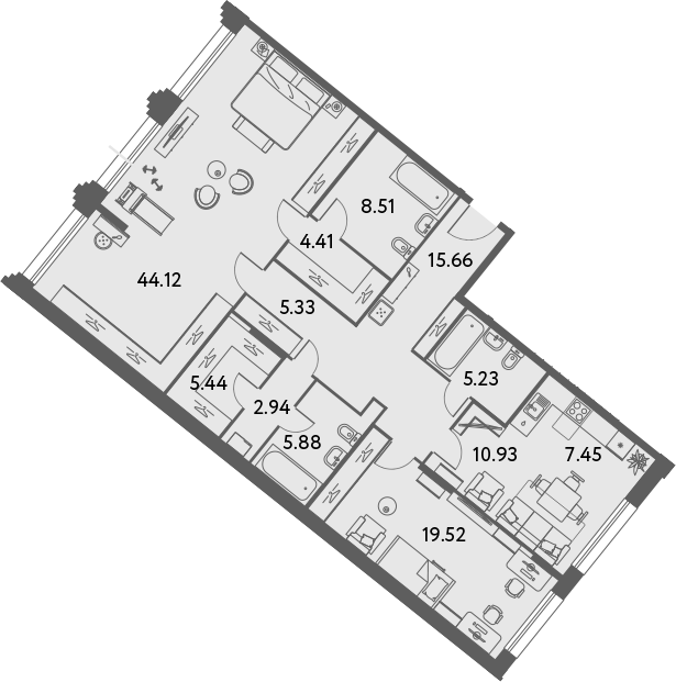Планировка — ILOVE, 3-комн., 135 м²