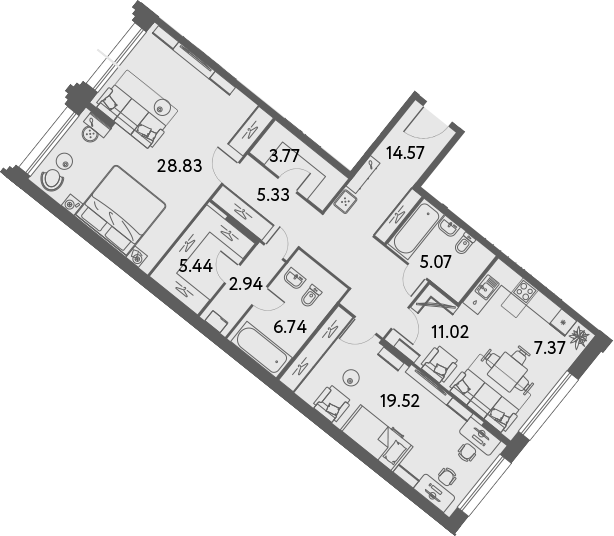 Планировка — ILOVE, 3-комн., 111 м²