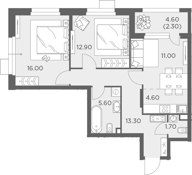 Планировка — Новое Медведково, 3-комн., 63 м²