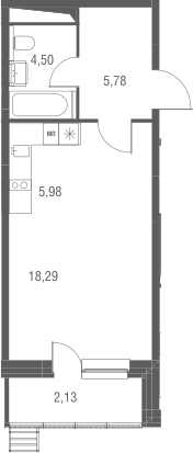 Планировка — Одинбург, Студия, 35 м²