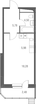 Планировка — Одинбург, Студия, 35 м²
