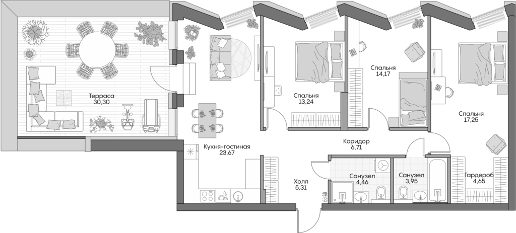 Планировка — Insider, 4-комн., 91 м²