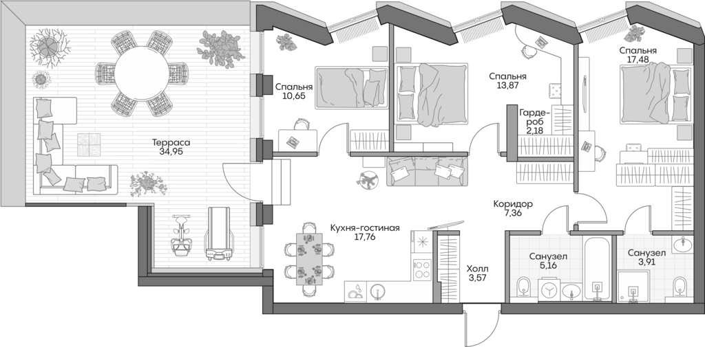 Планировка — Insider, 4-комн., 79 м²