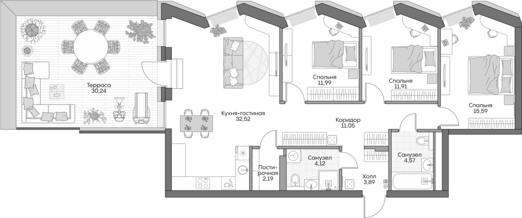 Планировка — Insider, 4-комн., 95 м²