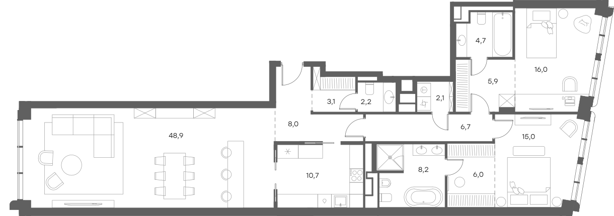 Планировка — Саввинская 27, 3-комн., 138 м²