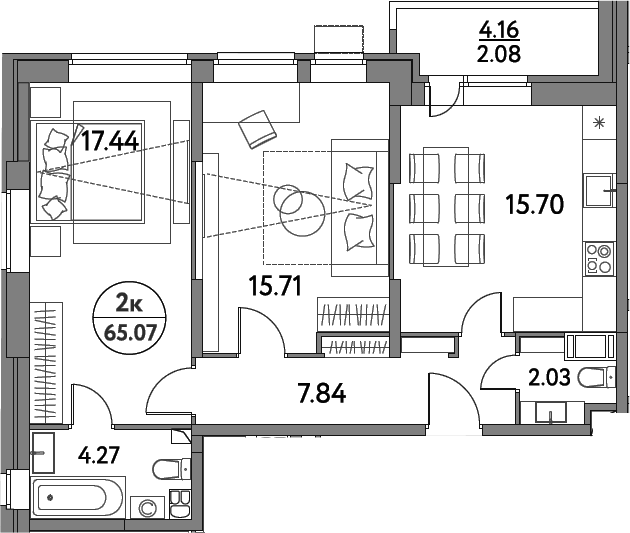 Планировка — Дом на Сиреневой, 3-комн., 63 м²