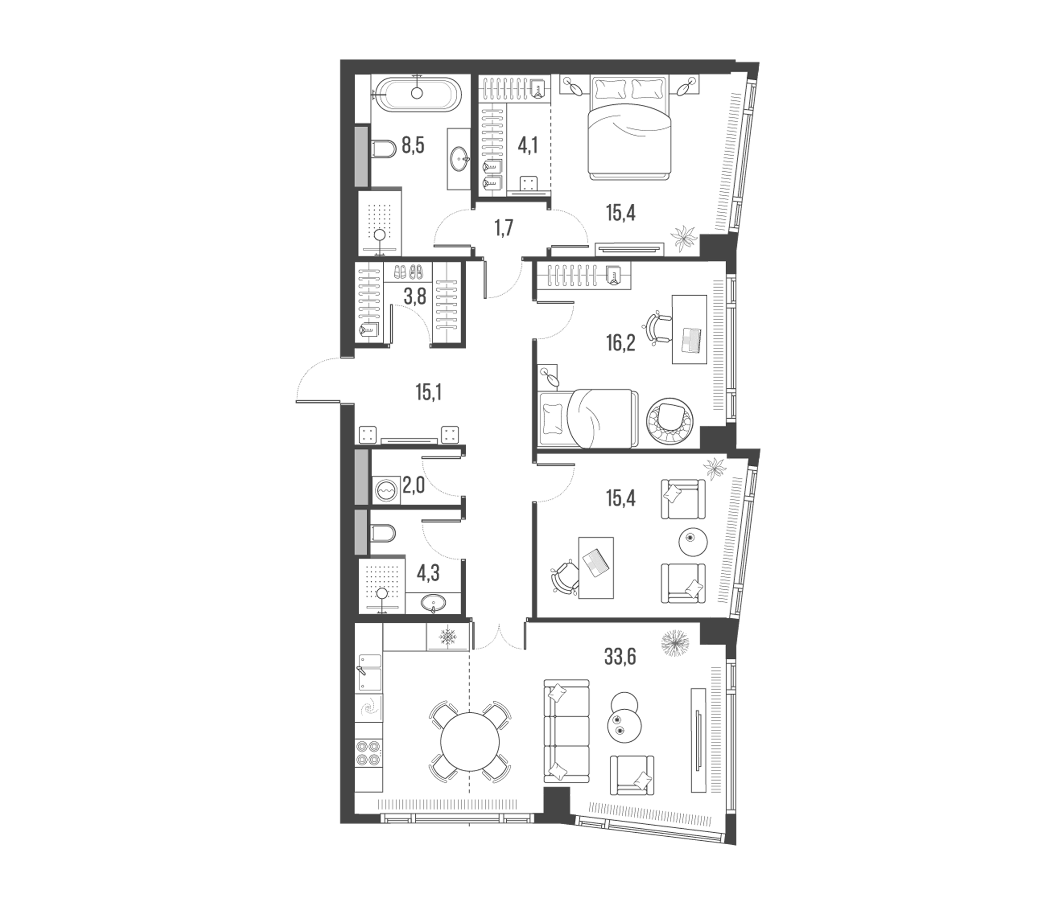 Планировка — Хай Лайф, 4-комн., 120 м²
