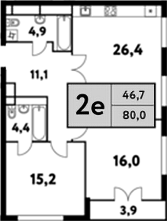 Планировка — Фестиваль Парк 2, 3-комн., 78 м²