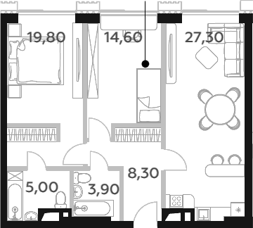 Планировка — Will Towers, 3-комн., 81 м²