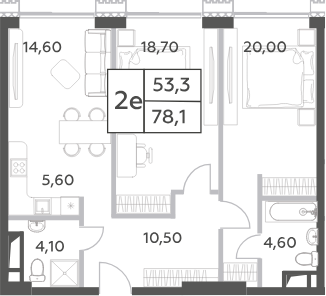 Планировка — Will Towers, 3-комн., 78 м²