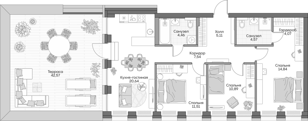 Планировка — Insider, 4-комн., 81 м²