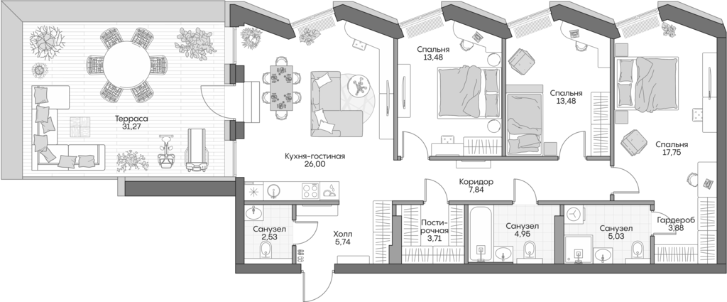 Планировка — Insider, 4-комн., 103 м²